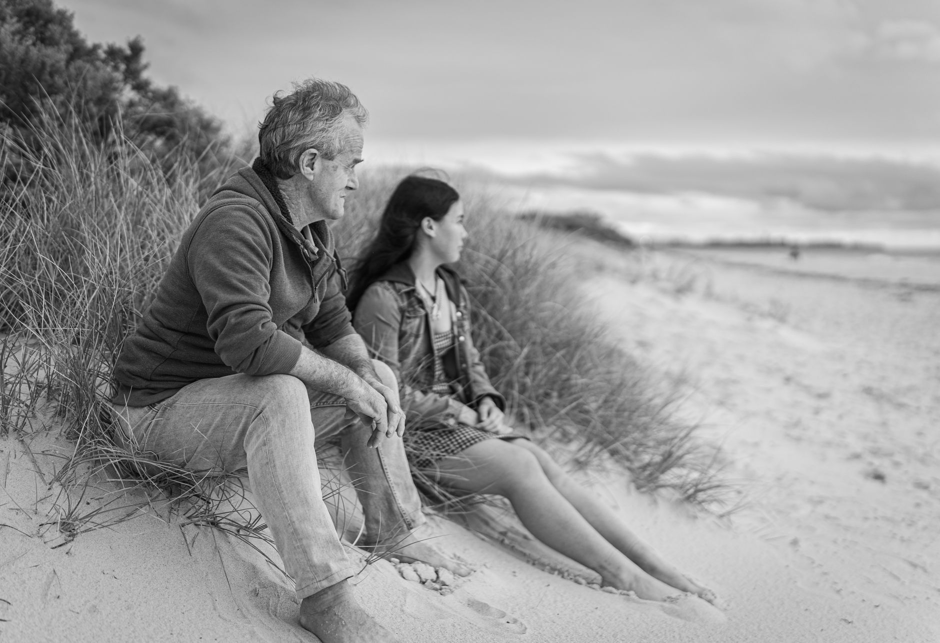 man and woman on a beach